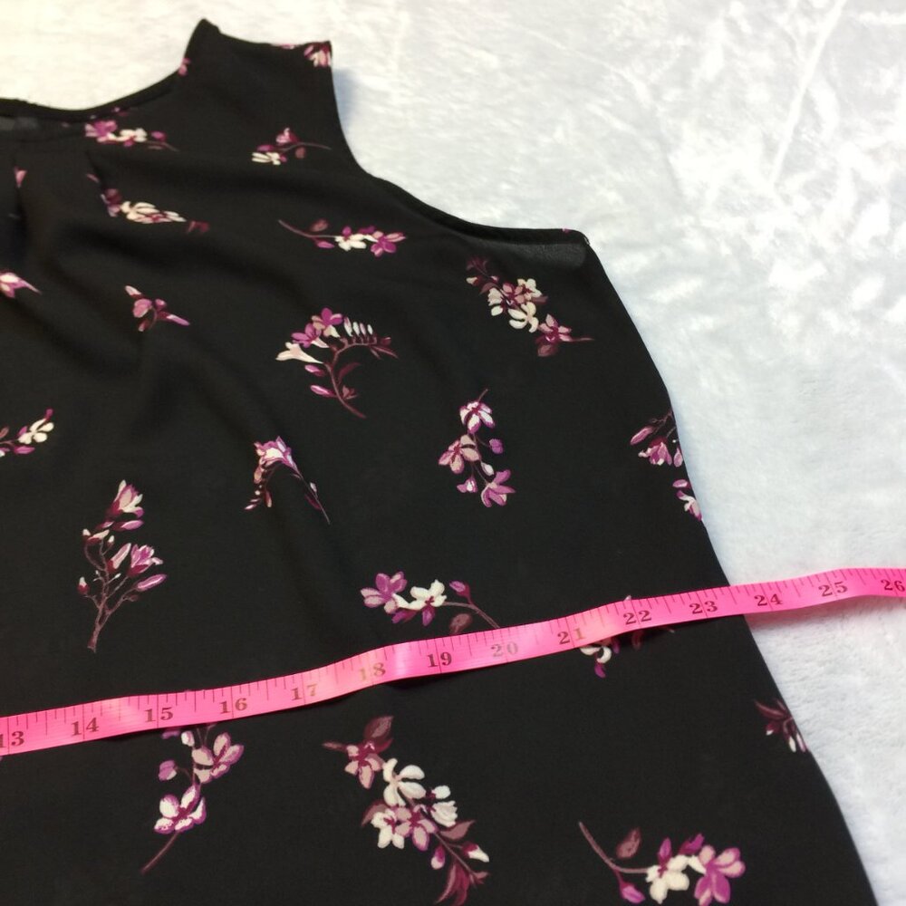 Worthington Blouse Tank Top Size 2XL XXL Womans Black Purple Floral Sleeveless - Picture 12 of 13